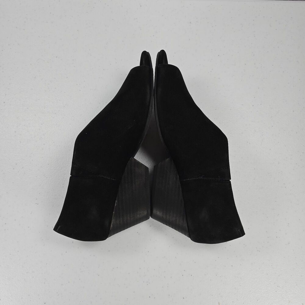 Eileen Fisher Fig D'Orsay Wedges Womens 7.5 Black Nubuck Leather Peep Toe Shoes - Picture 6 of 8